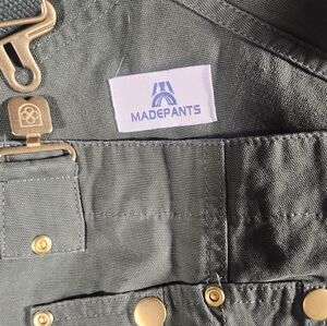 Green Cotton Overalls with Gold Button